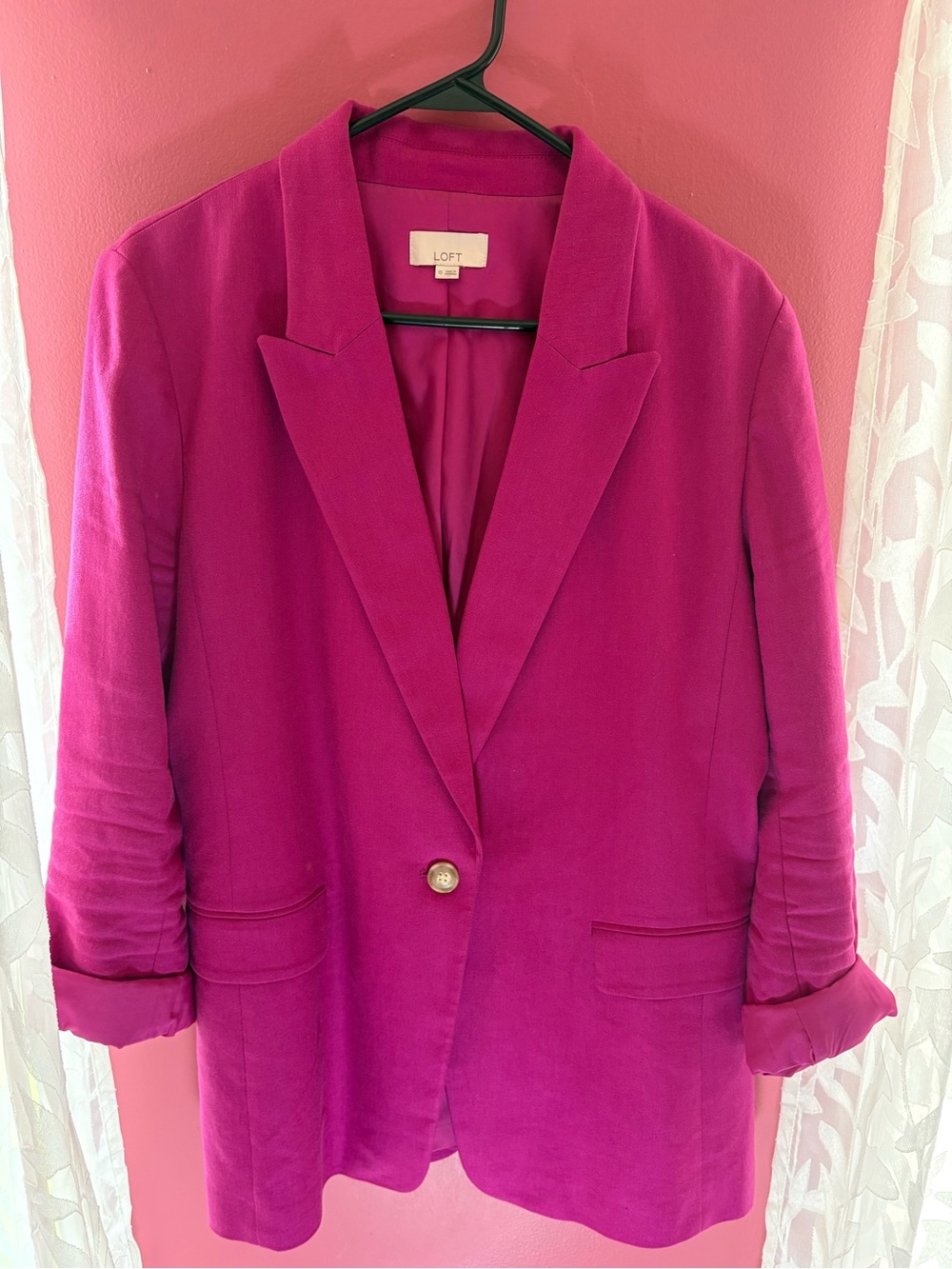 LOFT Fuchsia Single-Button Blazer